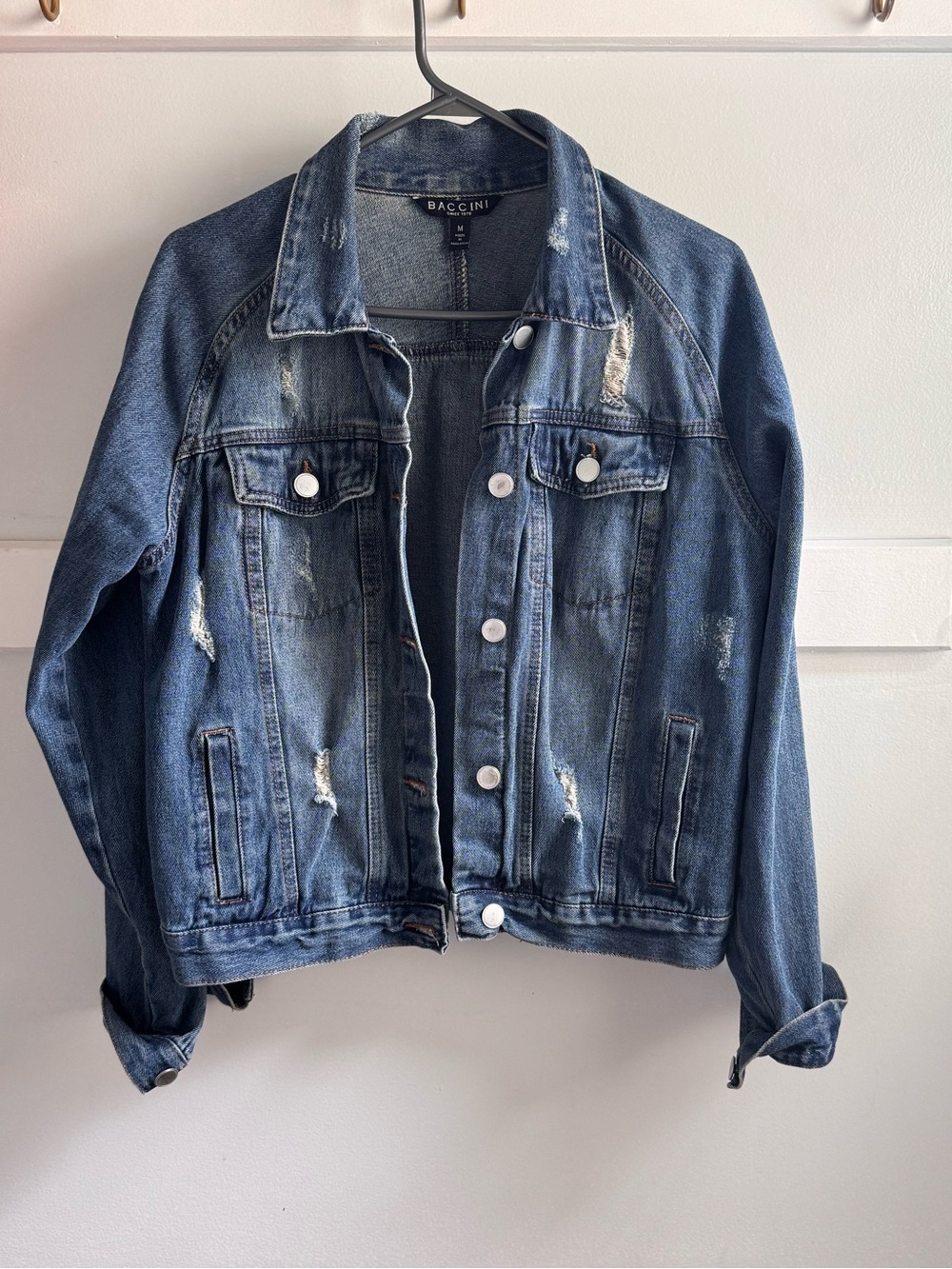 Baccini Distressed Dark Blue Denim Jacket